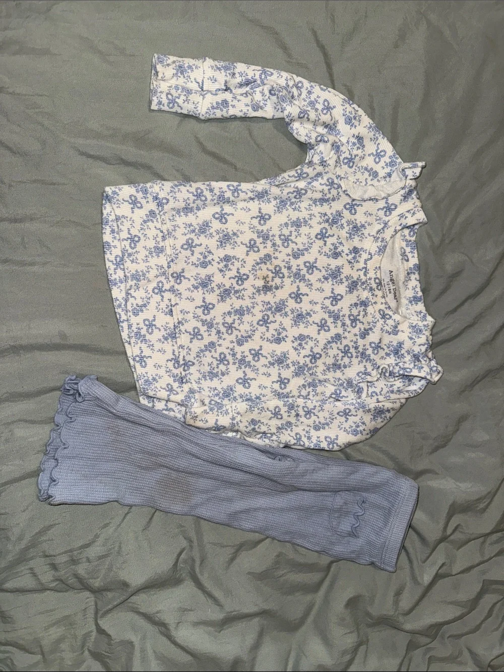Angel Dear White and Light Blue Floral Matching Set
